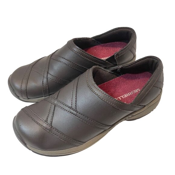 Merrell Brown Slip-On Leather Comfort Shoes Womens 8 - Picture 2 of 12